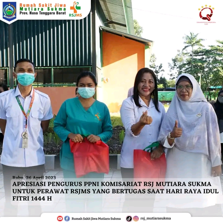 APRESIASI PENGURUS PPNI KOMISARIAT RSJ MUTIARA SUKMA UNTUK PERAWAT RSJMS YANG BERTUGAS SAAT HARI RAYA IDUL FITRI 1444 H
